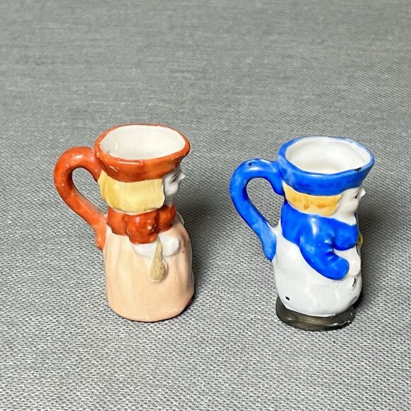 Vintage Miniature 2” Toby Jug Pitchers Colonial Woman Set 2" Tall-Occupied Japan - Picture 6 of 10